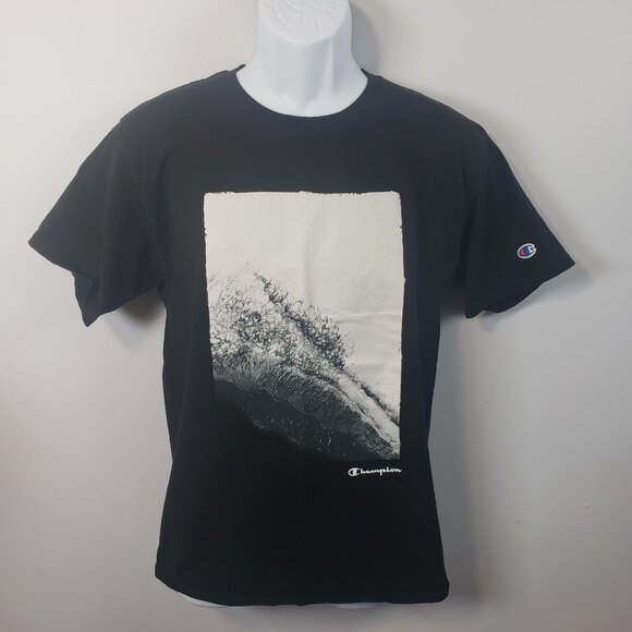 Champion Other - Champion T-Shirt Men's Medium M Short Sleeve Crew Neck Graphic Logo Black / A182